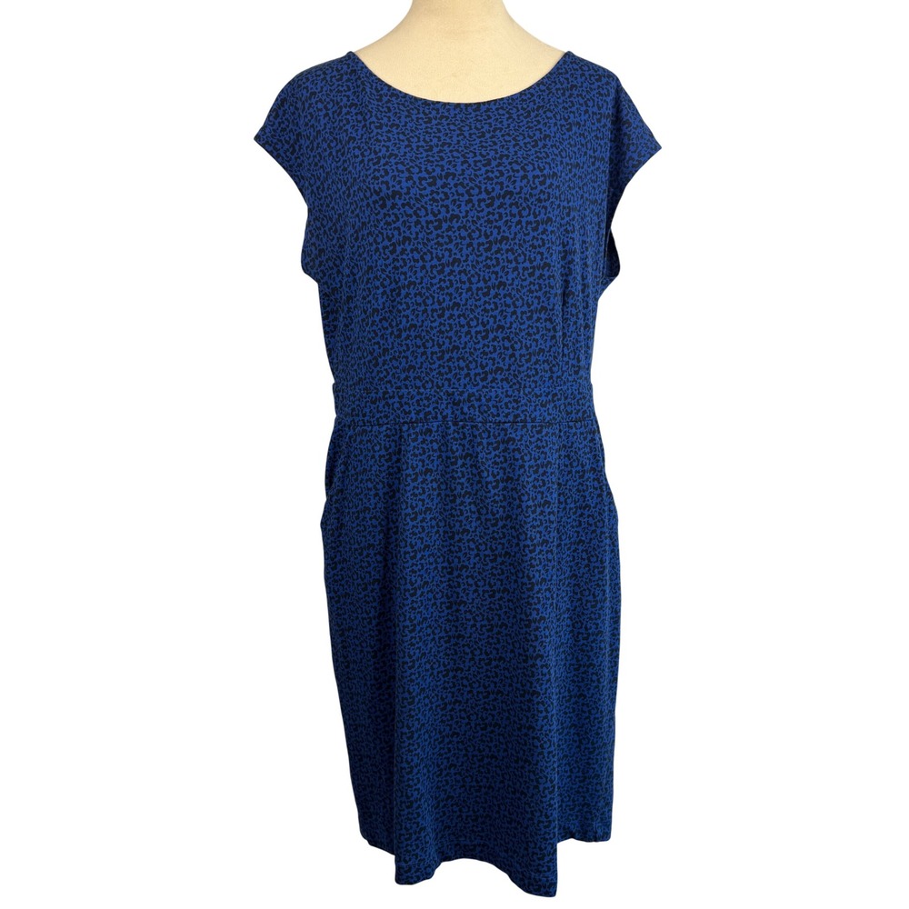 Boden‎ Florrie Jersey Dress Phoebe Blue Leopard Print Dress Pockets US 14R - Picture 2 of 13